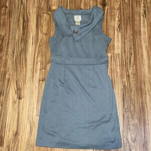 ICE women dress 8 medium grey cowl button stretch business solid sleeveless